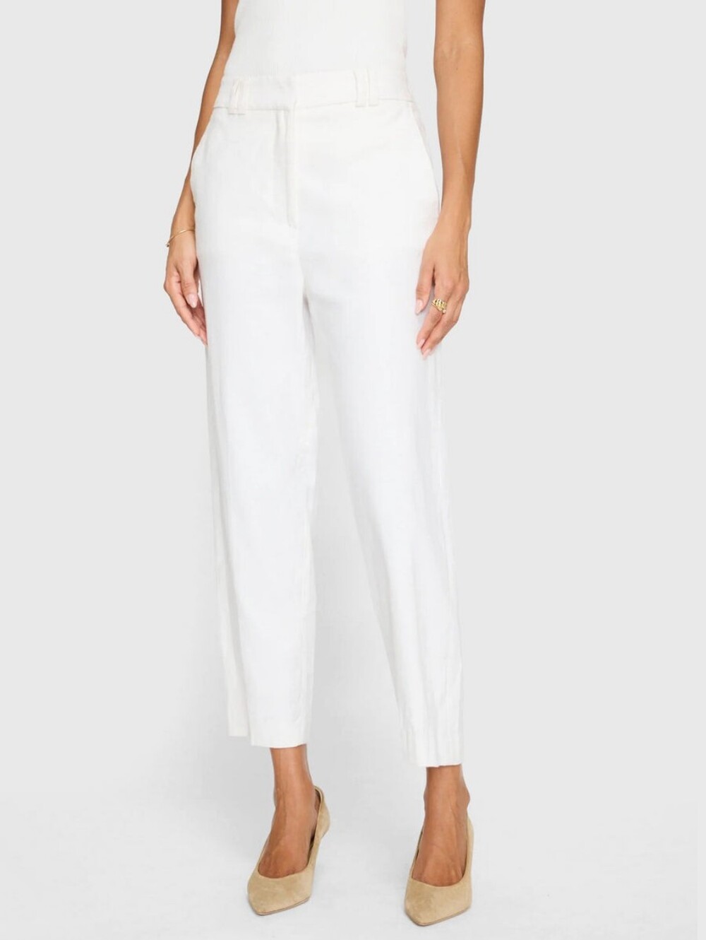Brochu Walker Cotton Linen Talia Pant in Salt White sz M $398 Retail